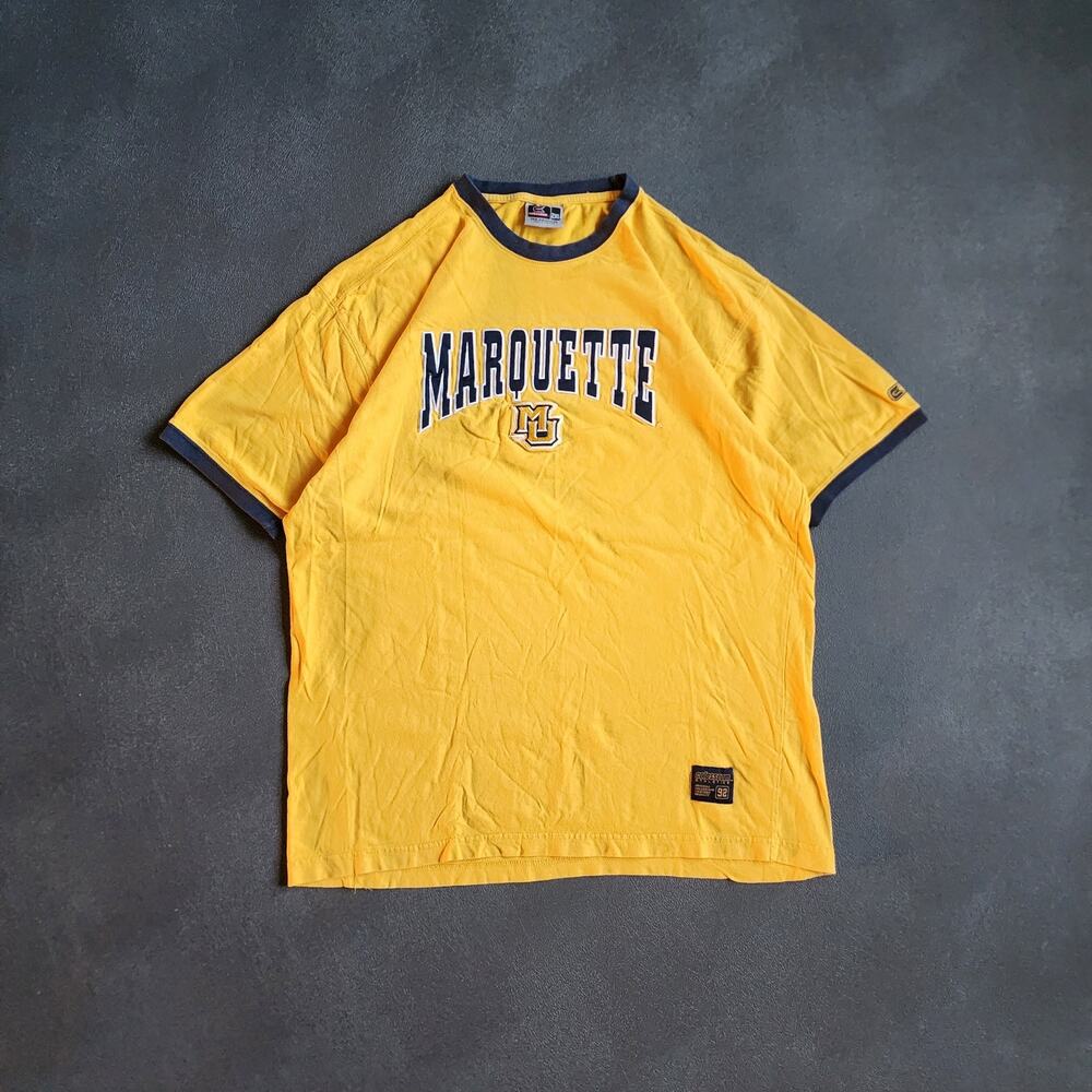 Vintage 90's Marquette Golden Eagles Yellow Ringer Shirt XXL